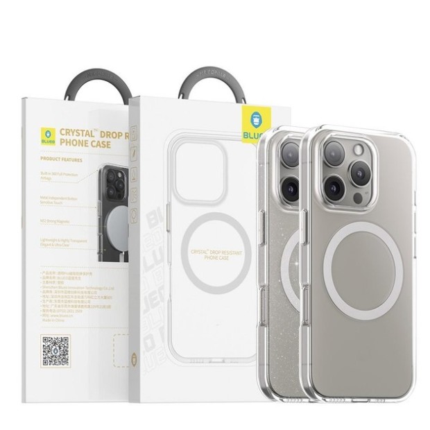 Чохол Blueo Crystal Pro Drop Resistance MagSafe для Apple iPhone 16 Plus (блискучий прозорий)
