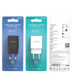 СЗУ-адаптер USB Borofone BA20A 2.1A + Type-C-кабель (Белый)