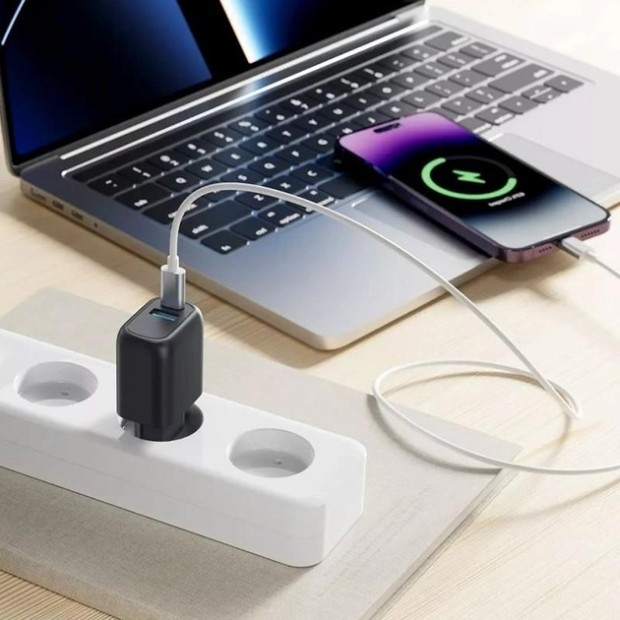 СЗУ-адаптер Proove Silicone 30W (1 Type-C  /  1 USB) (Чорний)