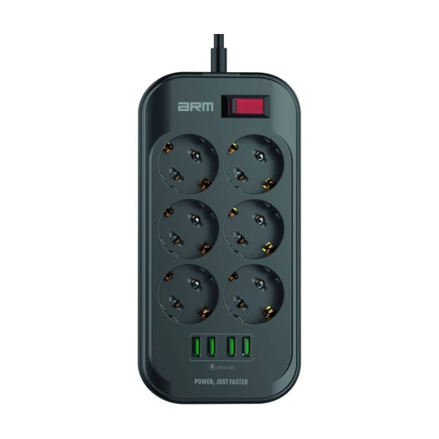 Мережевий подовжувач ArmorStandart A-PS64 (2m) (4USB / 6EU) (Чорний) AR