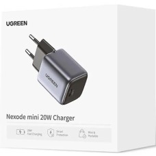 СЗП-адаптер UGREEN CD318 Nexode Mini 20W GaN (1Type-C) (Сірий)