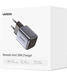 СЗП-адаптер UGREEN CD318 Nexode Mini 20W GaN (1Type-C) (Сірий)