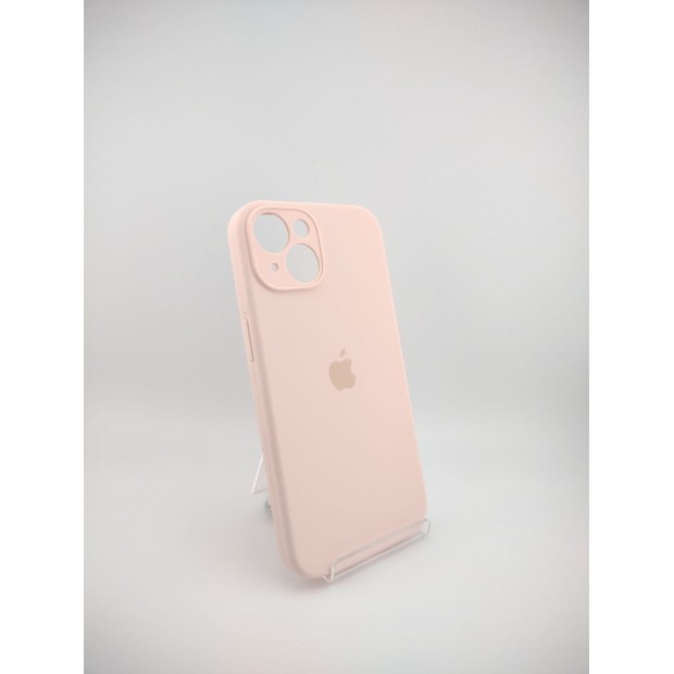 Силіконовий оригінальний чохол RoundCam для Apple iPhone 14 (рожевий крейдяний)