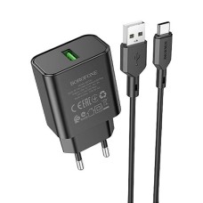 СЗУ-адаптер USB Borofone BAS72A QС3.0 18W (1USB) + кабель Type-C (Чёрный) СЗУ-адаптер USB Borofone BAS72A QС3.0 18W (1USB) + кабель Type-C (Чёрный)