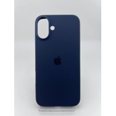 Силіконовий оригінальний круглий чохол для Apple iPhone 16 Plus (09) темно-синій