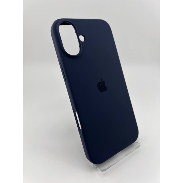 Силіконовий оригінальний круглий чохол для Apple iPhone 16 Plus (09) темно-синій
