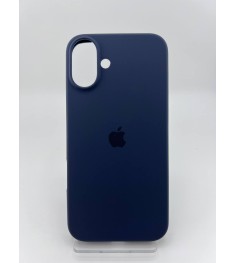 Силіконовий оригінальний круглий чохол для Apple iPhone 16 Plus (09) темно-синій..
