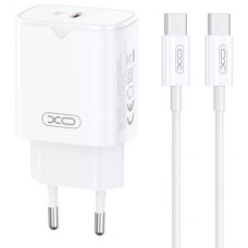 Адаптер живлення XO L131 30W (1Type-C) + кабель Type-C (Білий)