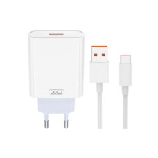 СЗУ-адаптер XO L164 120W (1USB) + кабель Type-C (Белый)