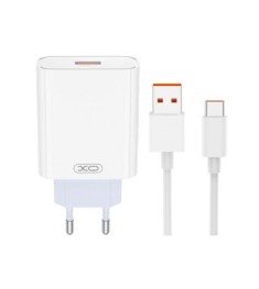 СЗУ-адаптер XO L164 120W (1USB) + кабель Type-C (Білий)