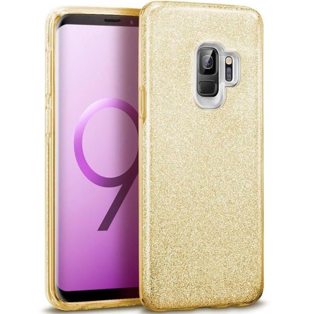 Силіконовий чохол з блискітками для Samsung Galaxy S9 (Золотий)