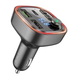 FM-модулятор Borofone BC48 Eminency + 2USB  /  1Type-C QC (Чорний) (Уцінка) (Кат..