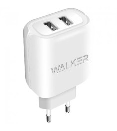СЗУ-адаптер Walker WH-27 2.1A (2USB) + кабель MicroUSB (Белый)