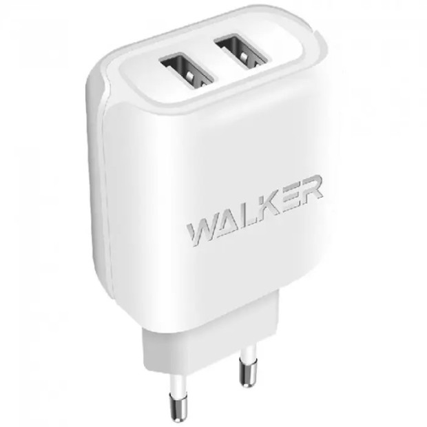 СЗУ-адаптер Walker WH-27 2.1A (2USB) + кабель MicroUSB (Белый)