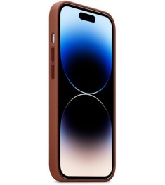 Чохол Leather Case with MagSafe Apple iPhone 14 Pro Max (коричневий)