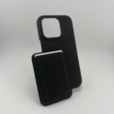 iLera Napa Leather Case для Apple iPhone 15 Pro Max + Шкіряний гаманець для iPhone (Чорний)