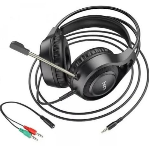 Дротові накладні навушники-гарнітура Hoco W106 Tiger (Чорний)