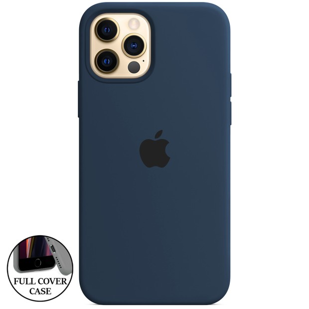 Силіконовий оригінальний чохол круглої форми для Apple iPhone 12  /  12 Pro (09) Midnight Blue