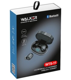 Беспроводные наушники-гарнитура вакуумные Walker WTS-11 (Black)