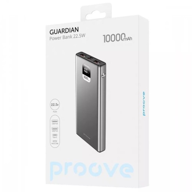 PowerBank Proove Guardian 22.5W 10000mAh (металевий сірий)