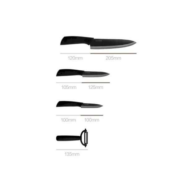 Набір ножів Xiaomi HUOHOU Nano Ceramic Knife Set (чорний)