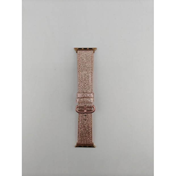 Ремінець Dux Leather для Apple Watch 38  /  40  /  41 мм (рожеве золото з блискітками)