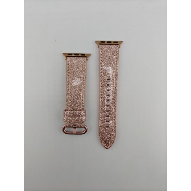 Ремінець Dux Leather для Apple Watch 38  /  40  /  41 мм (рожеве золото з блискітками)