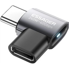 Переходник ESSAGER Angled 240W USB4.0 40Gbps (Type-C to Type-C) (Black) (EOTG7-YH0G-P)