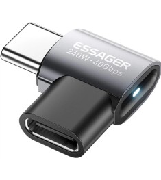Переходник ESSAGER Angled 240W USB4.0 40Gbps (Type-C to Type-C) (Black) (EOTG7-Y..