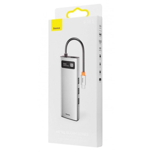 Перехідник USB HUB Baseus Metal Gleam Series 9-in-1 (Type-C) (Сірий) CAHUB-CU0G