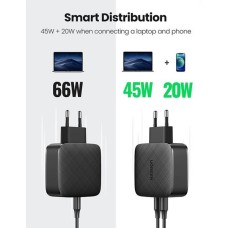 СЗП-адаптер UGREEN CD216 66W QC4.0 (2Type-C) (Чорний)