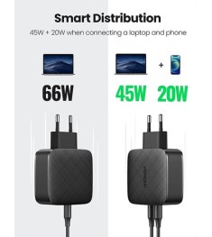 СЗУ-адаптер UGREEN CD216 66W QC4.0 (2Type-C) (Black)