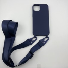 Чехол Silicone Case Shoulder Strap Apple iPhone 13 (Dark Blue)