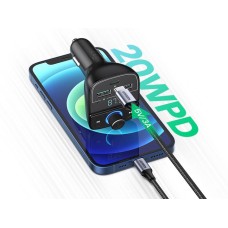 FM-модулятор UGREEN CD229 (2USB.0 / 1Type-C / TF) (Black) (80910)