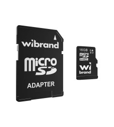 Карта пам'яті Wibrand MicroSDHC 16Гб (UHS-1) (Клас 10) + SD-адаптер