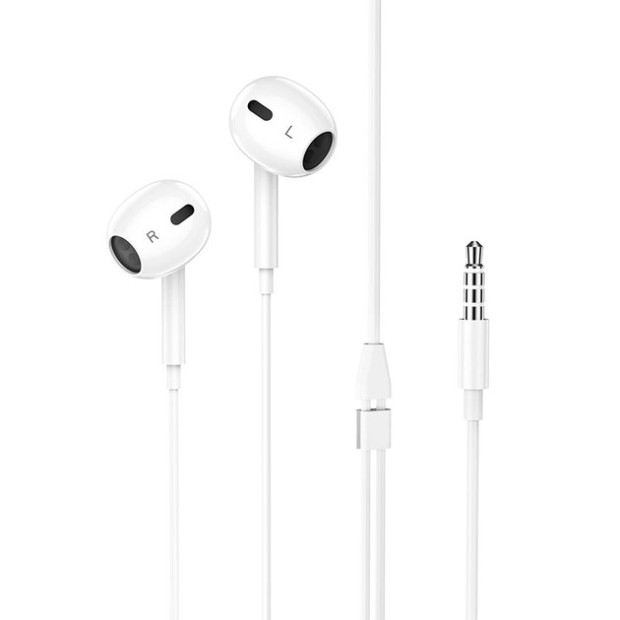 Wired earphones-headset Borofone BM30 Max (Lightning) (White) Wired earphones-headset Borofone BM30 Max (Lightning) (White)