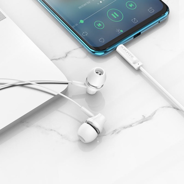 Провідні навушники-гарнітура вакуумні Borofone BM74 Singer (Білий) Провідні навушники-гарнітура вакуумні Borofone BM74 Singer (Білий)