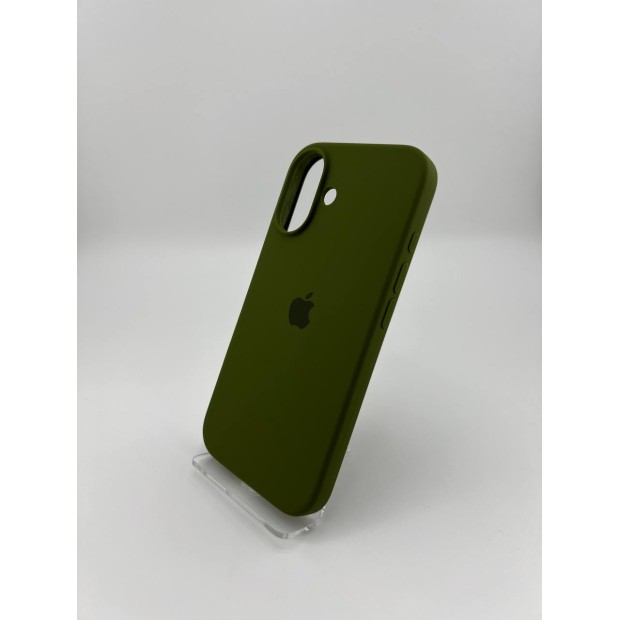 Силіконовий оригінальний круглий чохол для Apple iPhone 16 (46) глибокого зеленого кольору. Силіконовий оригінальний круглий чохол для Apple iPhone 16 (46) глибокого зеленого кольору.