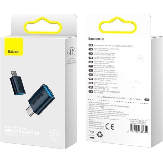 Переходник OTG Baseus Ingenuity Mini Type-C to USB 3.1 (Синий) ZJJQ000103