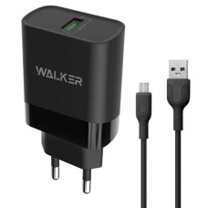 Charge adapter Walker WH-35 3A 18W (1USB) + MicroUSB cable (Black)