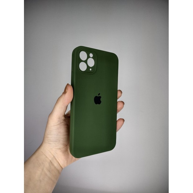 Силіконовий оригінальний чохол Square RoundCam для Apple iPhone 11 Pro Max (73) Лісовий Зелений