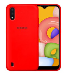 Силіконовий Original 360 чохол з логотипом для Samsung Galaxy A01 (2020) (Червон..