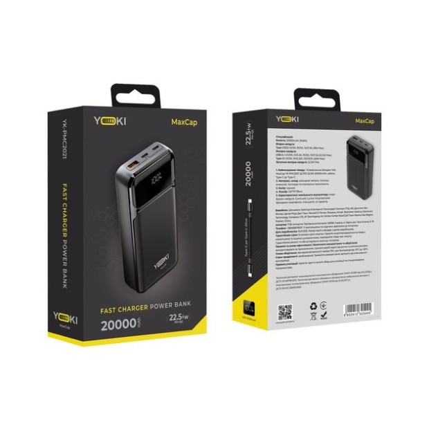 Пауербанк Yoki MaxCap 20000mAh 22.5W (чорний) YK-PMC2021