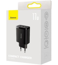 СЗУ-адаптер Baseus Compact 17W (3USB) (Чёрный) CCXJ020101