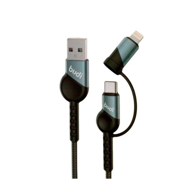 USB-кабель Budi DC231TL10B 2in1 3A (1m) (USB to Type-C/Lightning) (Чёрный) U