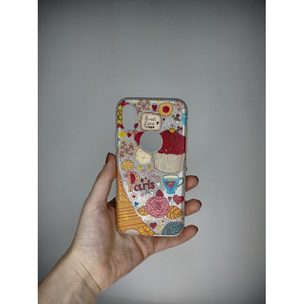 Силіконовий чохол Glitter для iPhone X  /  XS (Paris)