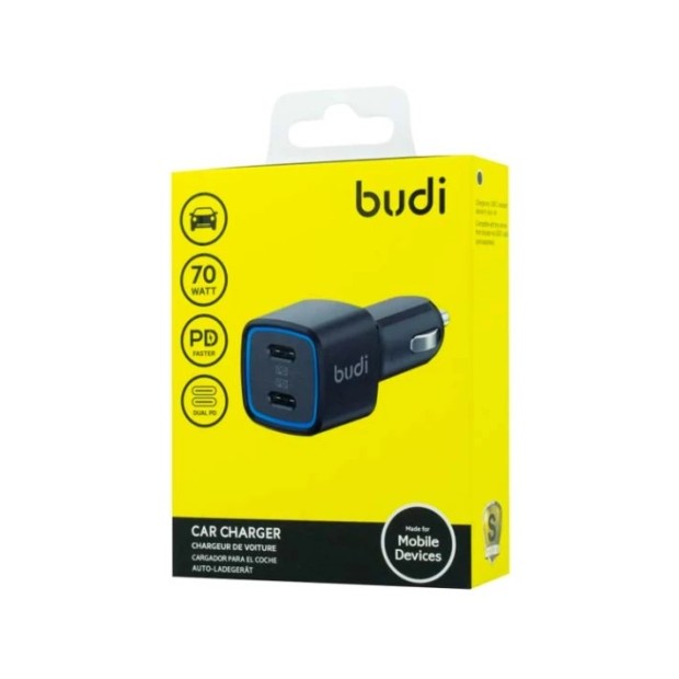 АЗУ-адаптер Budi Car Charger Dual PD 70W (2Type-C) (Чёрный) CC065RB U