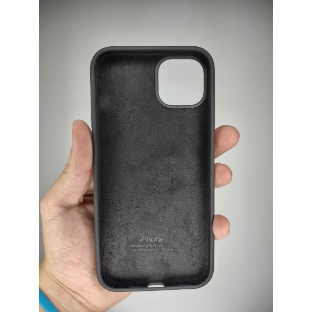 Силіконовий оригінальний чохол круглої форми для Apple iPhone 15 Plus (07) Чорний.
