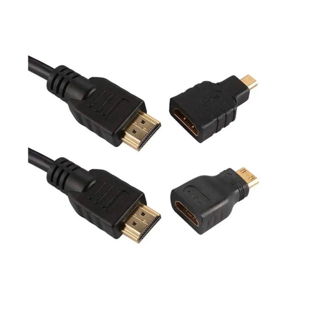 Кабель Rivex HDMI - HDMI (1.5m) + перехідник mini-HDMI / micro-HDMI