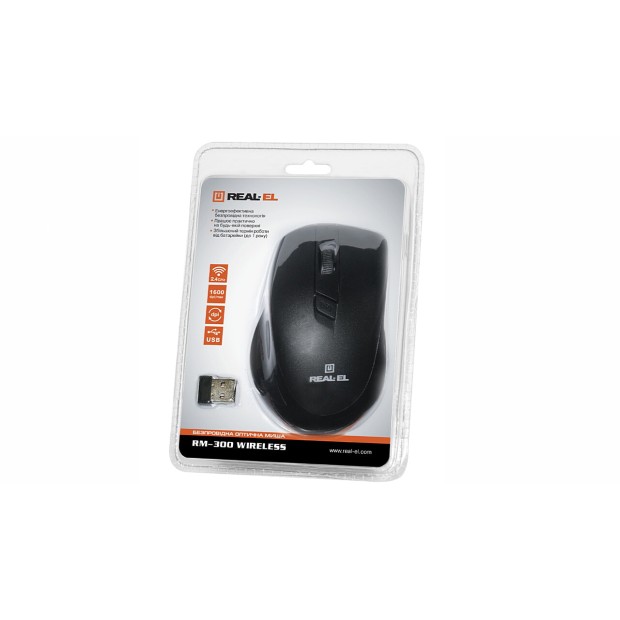 Мышь беспроводная Real-El RM-300 (Black/Grey)